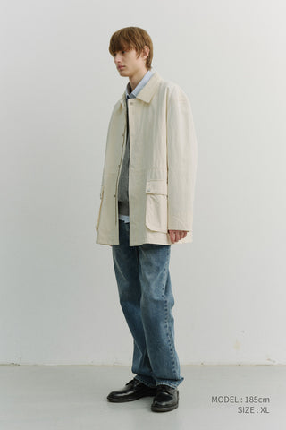 UNISEX COTTON CHORE JACKET OFF WHITE