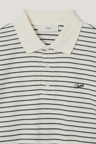 UNISEX STRIPED LOGO COLLARED T-SHIRT IVORY STRIPE