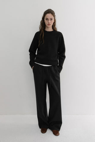 UNISEX JERSEY WIDE PANTS BLACK