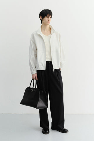 LOUNGE WOOL SLACKS BLACK STRIPE