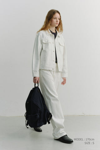 UNISEX DENIM TRUCKER JACKET IVORY