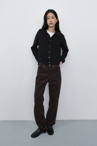ESSENTIAL STRAIGHT CORDUROY JEANS DEEP BROWN