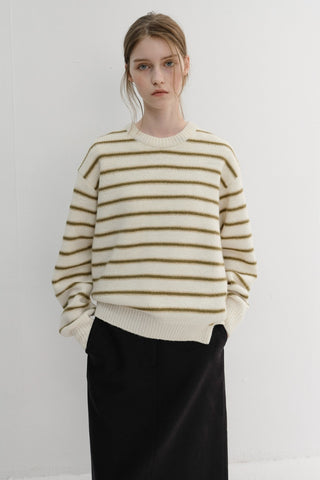 UNISEX STRIPED CHUNKY SWEATER IVORY