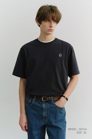 UNISEX LOGO CREASE T-SHIRT FRENCH NAVY