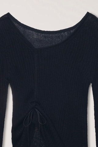 2-WAY SHIRRING KNIT TOP BLACK