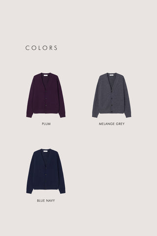 UNISEX V-NECK CARDIGAN BLUE NAVY