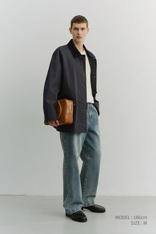 STRAIGHT SLACK JEANS GREYISH LIGHT BLUE