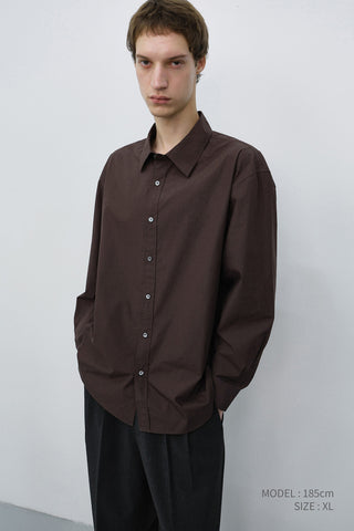 UNISEX REFINED COTTON SHIRT DARK BROWN