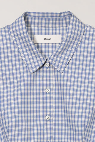 VINTAGE CAP SLEEVE SLIM SHIRT SOFT BLUE CHECK