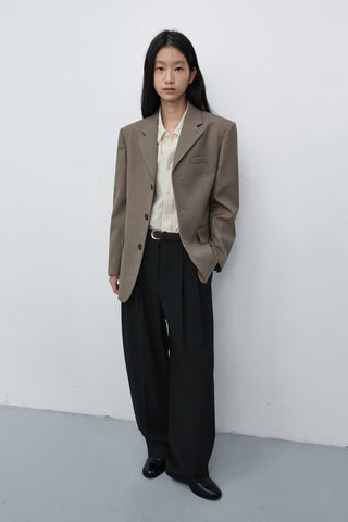 UNISEX CLASSIC 3 BUTTON WOOL BLAZER KHAKI BEIGE