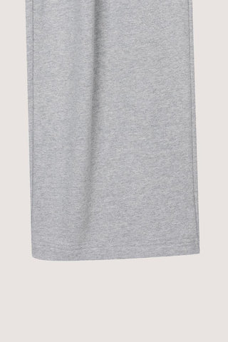 UNISEX LEATHER LOGO WIDE SWEAT PANTS MELANGE GREY