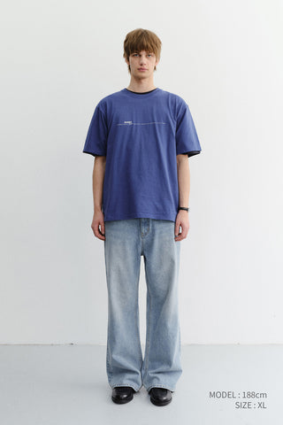 UNISEX MINIMAL LETTERING T-SHIRT BLUE