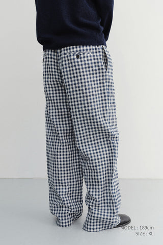 UNISEX CHECKED PAJAMA SLACKS NAVY CHECK