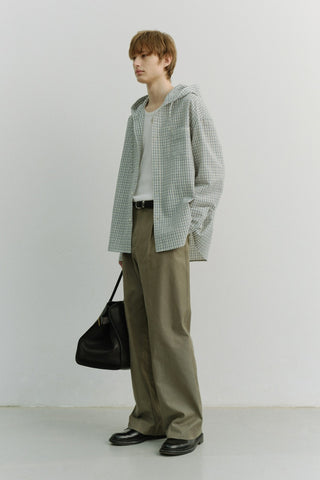 UNISEX CLASSIC HOODED SHIRT CREAM CHECK