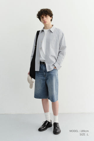 CLASSIC BAGGY DENIM SHORTS VINTAGE BLUE