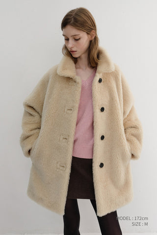 FLUFFY FUR JACKET CREAM BEIGE