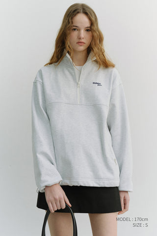 UNISEX RELAXED HALF ZIP-UP SWEATSHIRT LIGHT MELANGE GREY