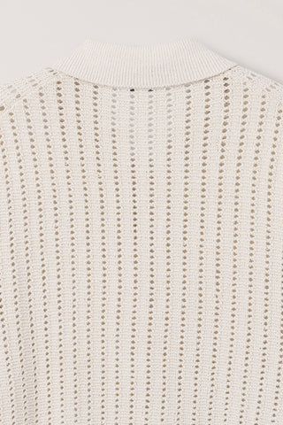 CROCHET COLLARED CARDIGAN IVORY