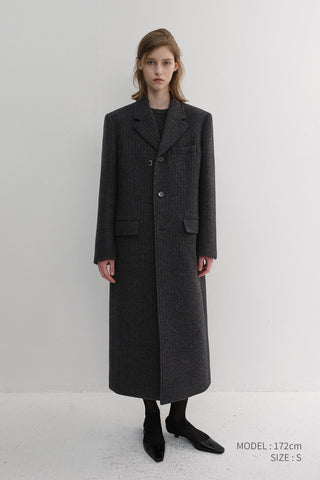 UNISEX 2-WAY 3 BUTTON COAT GREY STRIPE