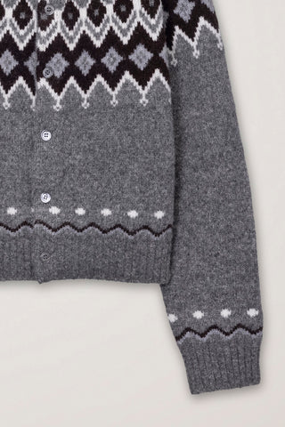 UNISEX CHUNKY PATTERN CARDIGAN MELANGE GREY