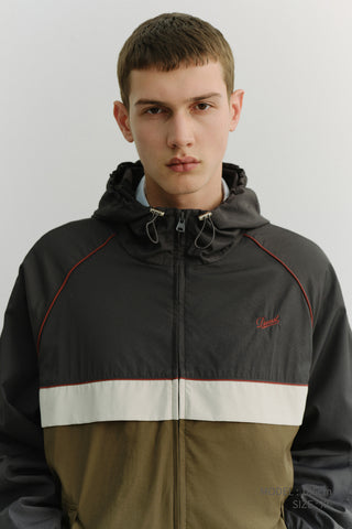 UNISEX BLOCKED WINDBREAKER CHARCOAL GREY