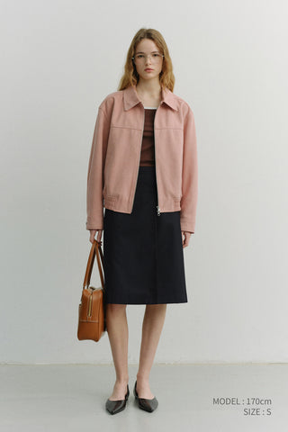 UNISEX ALTER-SUEDE COLLARED BLOUSON SOFT PINK