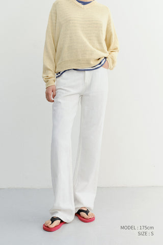 RELAXED SUMMER DENIM PANTS OFF WHITE