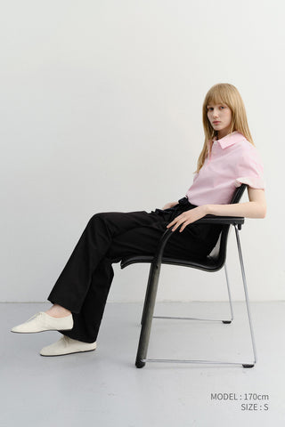 SUMMER DOUBLE PLEATED CHINO SLACKS BLACK