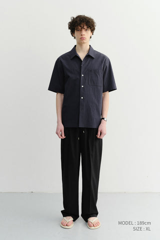 UNISEX OPEN COLLARED SHIRT NAVY