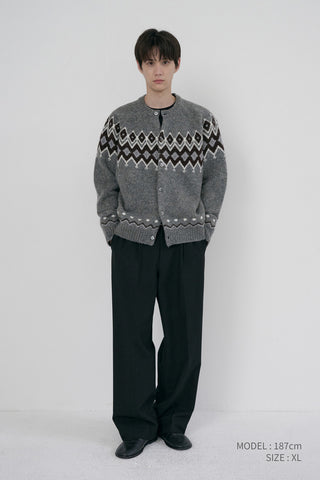 UNISEX CHUNKY PATTERN CARDIGAN MELANGE GREY