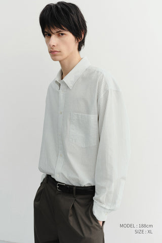 UNISEX CLASSIC STRIPED BD OVERSHIRT CREAM