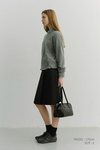 PLEATS MIDI SKIRT BLACK