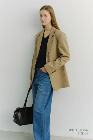 UNISEX 2 BUTTON WOOL BLAZER BEIGE