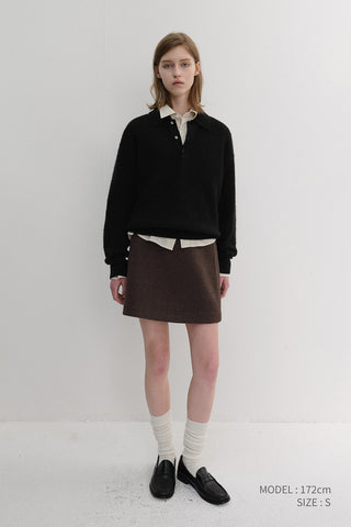 UNISEX HAIRY COLLARED SWEATER BLACK