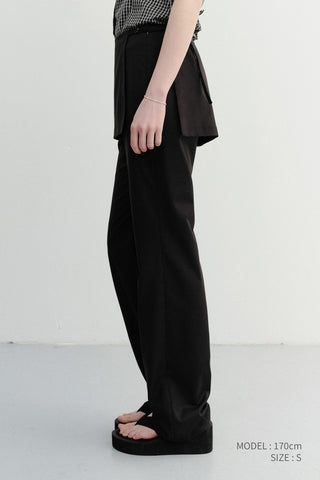SKIRT LAYERED SLIM PANTS BLACK
