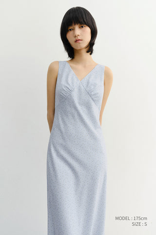 SLEEVELESS PATTERNED DRESS SOFT BLUE