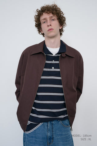 UNISEX COLLARED BLOUSON JACKET BROWN