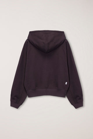 UNISEX LEATHER LOGO ZIP-UP HOODIE BROWN