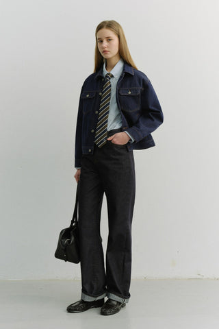 UNISEX DENIM TRUCKER JACKET INDIGO NAVY