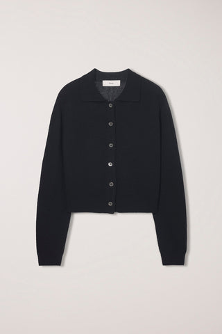 UNISEX COLLARED KNIT CARDIGAN BLACK