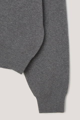 UNISEX CASHMERE COLLARED SWEATER MELANGE GREY