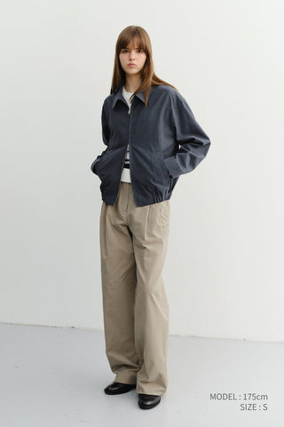 SUMMER DOUBLE PLEATED CHINO SLACKS KHAKI