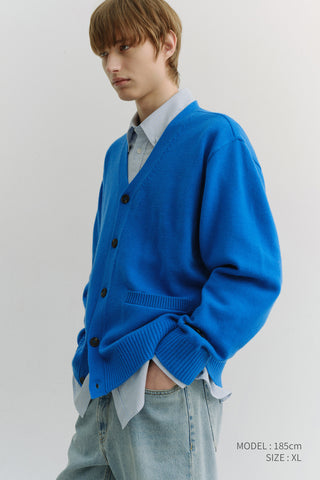 UNISEX BOYFRIEND KNIT CARDIGAN BLUE