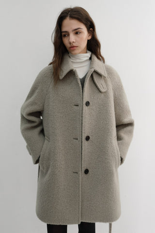 BELTED HALF COAT GREYISH BEIGE