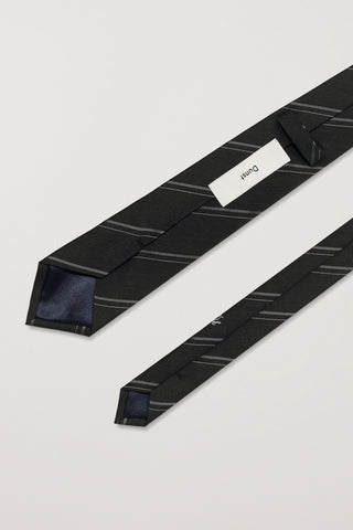 STRIPED TIE CHARCOAL GREY