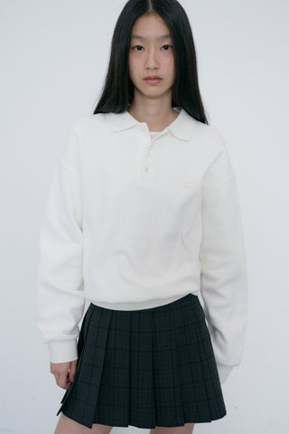 PLEATS MINI CHECKED SKIRT CHARCOAL BLUE CHECK