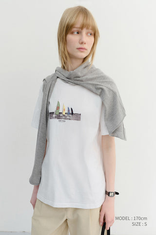 UNISEX APPLIQUE YACHT T-SHIRT OFF WHITE