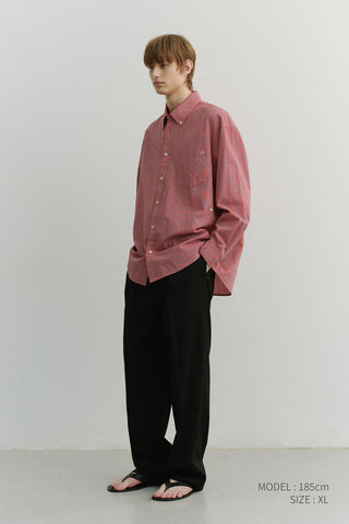 UNISEX OVERSIZED BD CHECKED SHIRT RED CHECK
