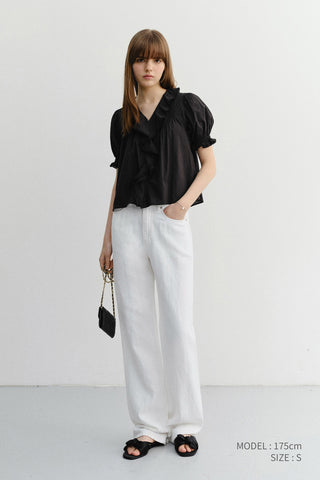 RUFFLE BLOUSE BLACK