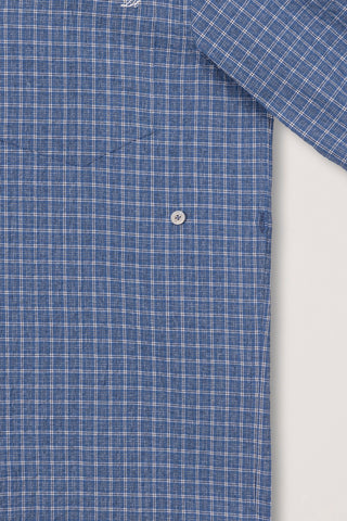 UNISEX SEERSUCKER BD SHIRT BLUE CHECK